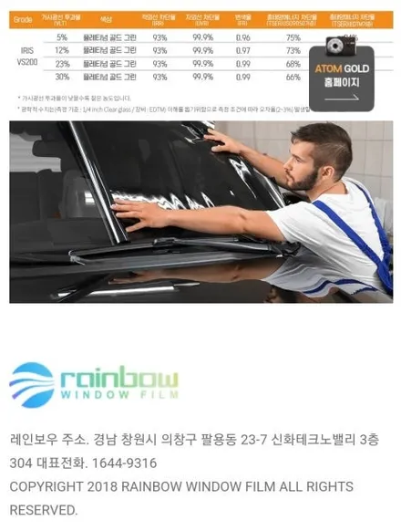 광주썬팅맛집 그랜저GN7 레인보우 썬팅 레인보우 VS200 측후면,전면 썬팅+PPF 시공