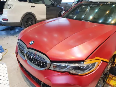 원주랩핑 BMW G20 M340I 3시리즈 사틴뱀파이어레드 전체랩핑 / 원주 행구로