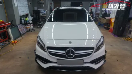 벤츠 A45AMG 4기통 탑! 전체랩핑 에이버리사틴화이트 & 라이트필름 / 김포, 파주, 인천