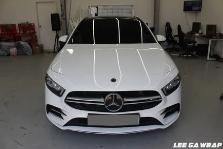 벤츠 A35 AMG 포인트랩핑 루프스킨 &사이드미러& 그릴 크롬딜리트 라이트PPF 작업까지 한번에 / 김포, 파주, 인천