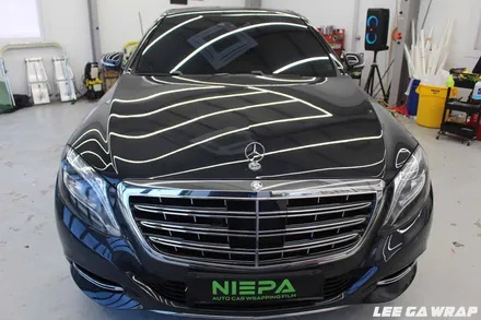 벤츠 S500 마이바흐 전체랩핑 ! 고광택블랙으로 한층더 세련된느낌 / 김포, 파주, 인천
