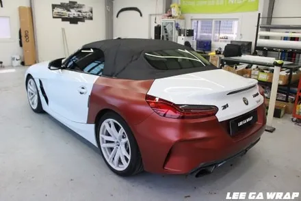 BMW Z4 전체랩핑 사고로인해 유광화이트에서 사틴화이트로 재시공해드렸습니다! / 경기 김포 통진
