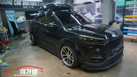 올뉴투싼 전체랩핑! 스카이블루색에서 3m2080갤럭시블랙으로 ! 블랙갱 / 김포, 파주, 인천