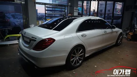 벤츠 S63AMG 에이버리 사틴화이트펄 전체 재시공! 김포 이가랩 에서 [김포랩핑][사고수리][전체랩핑재시공][전체랩핑제거] / 경기 김포 통진