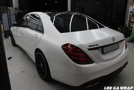 벤츠 S63AMG 전체랩핑 블랙에서 세라믹화이트 무광랩핑! / 김포, 파주, 인천