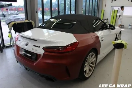 BMW Z4 전체랩핑 사고로인해 유광화이트에서 사틴화이트로 재시공해드렸습니다! / 경기 김포 통진