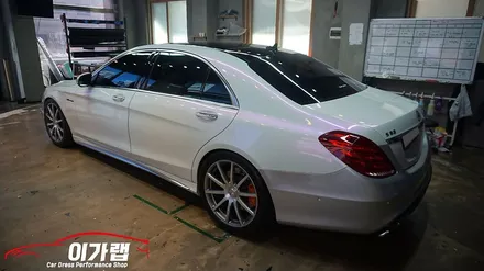 벤츠 S63AMG 에이버리 사틴화이트펄 전체 재시공! 김포 이가랩 에서 [김포랩핑][사고수리][전체랩핑재시공][전체랩핑제거] / 경기 김포 통진