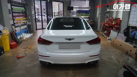 제네시스 G80 스포츠 전체랩핑 에이버리 화이트 다이아몬드펄 / 김포, 파주, 인천