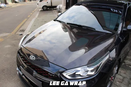 기아 K3 GT 본넷 리얼카본랩핑! 스톤칩 때문에 포인트랩핑으로 / 김포, 파주, 인천