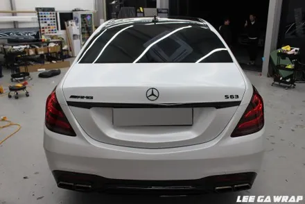 벤츠 S63AMG 전체랩핑 블랙에서 세라믹화이트 무광랩핑! / 김포, 파주, 인천