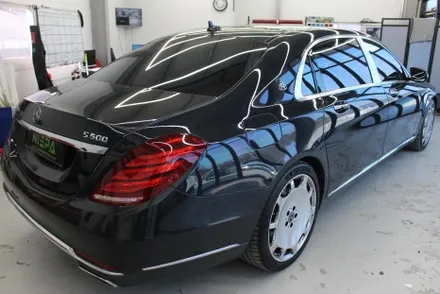 벤츠 S500 마이바흐 전체랩핑 ! 고광택블랙으로 한층더 세련된느낌 / 김포, 파주, 인천