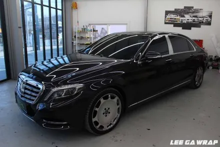 벤츠 S500 마이바흐 전체랩핑 ! 고광택블랙으로 한층더 세련된느낌 / 김포, 파주, 인천