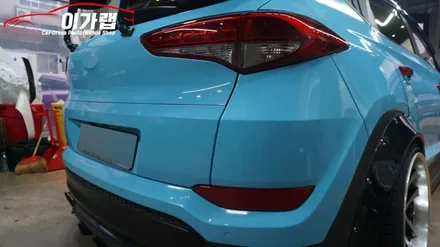 올뉴투싼 전체랩핑! 스카이블루색에서 3m2080갤럭시블랙으로 ! 블랙갱 / 김포, 파주, 인천