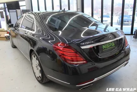 벤츠 S500 마이바흐 전체랩핑 ! 고광택블랙으로 한층더 세련된느낌 / 김포, 파주, 인천