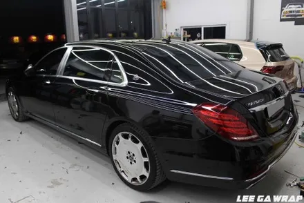 벤츠 S500 마이바흐 전체랩핑 ! 고광택블랙으로 한층더 세련된느낌 / 김포, 파주, 인천