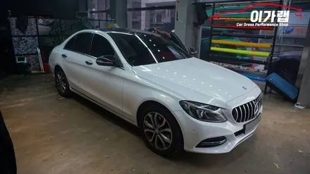 벤츠 C220D 전체랩핑출고후 사고로인한 3M2080화이트스파클 재시공! 김포 이가랩 에서~[김포랩핑][랩핑보험수리][랩핑재시공][인천랩핑][이가랩][PPF] / 경기 김포 통진