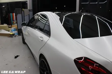 벤츠 S63AMG 전체랩핑 블랙에서 세라믹화이트 무광랩핑! / 김포, 파주, 인천
