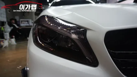 벤츠 A45AMG 4기통 탑! 전체랩핑 에이버리사틴화이트 & 라이트필름 / 김포, 파주, 인천