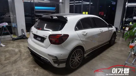 김포 포인트 랩핑 벤츠 A45 AMG 에어버리블랙유광 크롬가리기 & 앰블럼 블랙교체 작업기!!!! / 경기 김포 통진