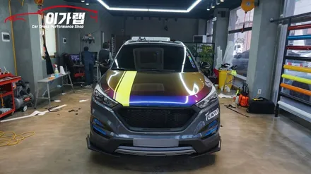 현대 올뉴투싼 그릴포인트랩핑 & 사이드미러랩핑 3m1080 러슁 립타이드 카멜레온 김포 이가랩에서 깔끔 시공! / 경기 김포 통진