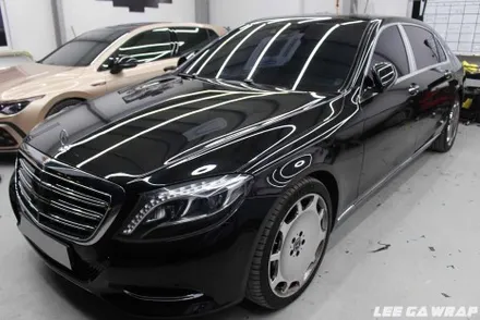 벤츠 S500 마이바흐 전체랩핑 ! 고광택블랙으로 한층더 세련된느낌 / 김포, 파주, 인천