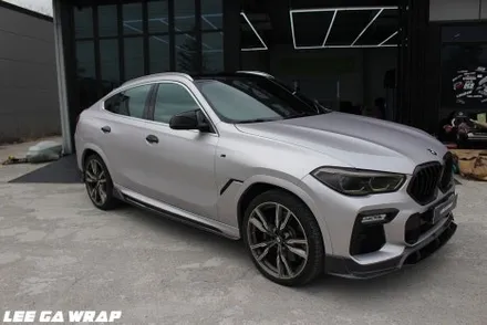 BMW X6 M50i 전체랩핑 사틴실버 헤드라이트톤다운 까지 !! / 경기 김포 통진