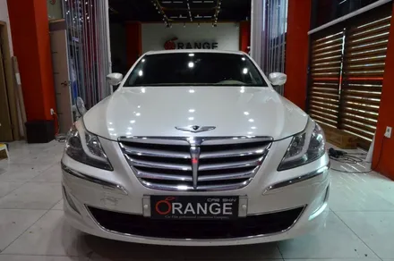 대전 카스킨+오렌지 카스킨+제네시스 BH330+Satin Pearl White+새틴 펄 화이트+전체랩핑 재시공 / 대전 유성구 원신흥동