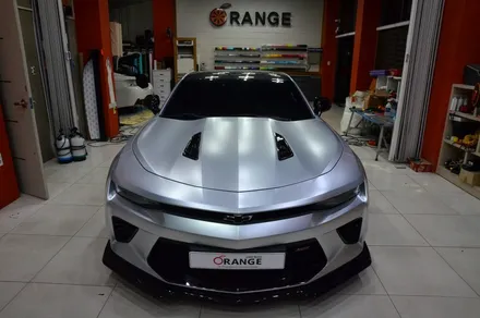 대전 카스킨 + 오렌지 카스킨 + 쉐보레 + 카마로 SS + 전체랩핑 + 에이버리 Satin Metallic Pure Silver UWF-208SM / 대전 유성구 원신흥동