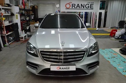 대전 오렌지 카스킨 벤츠 S350d 화이트 전체 랩핑 시공* 신차급 변신! / 대전 유성구 원신흥동