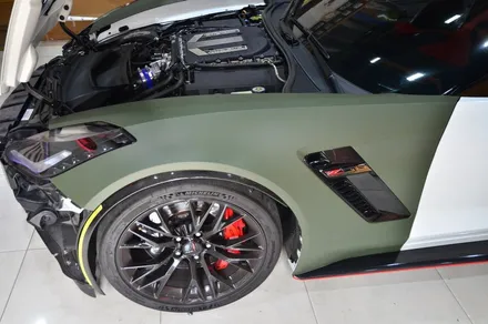 대전 카스킨+오렌지 카스킨+쉐보레 콜벳+전체랩핑+3M Matte Military Green+매트 밀리터리 그린 / 대전 유성구 원신흥동