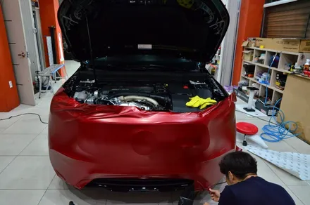 대전카스킨 + 오렌지카케어 + 오렌지카스킨 + 전체랩핑 +벤츠 +벤츠 GLB35 AMG + 3M-2080-SP273 Satin Vampire Red / 대전 유성구 원신흥동
