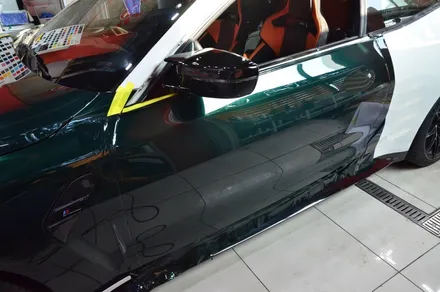 대전 카스킨 + 어렌지 카스킨 + BMW + M4 + 전체랩핑 +AX Film GOODWOOD GREEN XBMW6043 / 대전 유성구 원신흥동