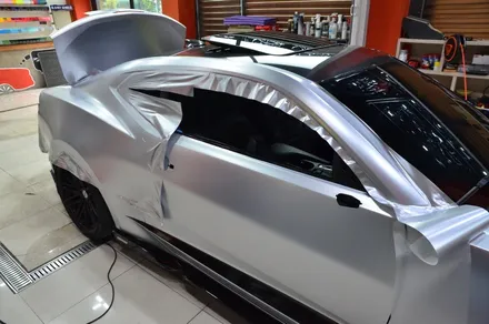대전 카스킨 + 오렌지 카스킨 + 쉐보레 + 카마로 SS + 전체랩핑 + 에이버리 Satin Metallic Pure Silver UWF-208SM / 대전 유성구 원신흥동