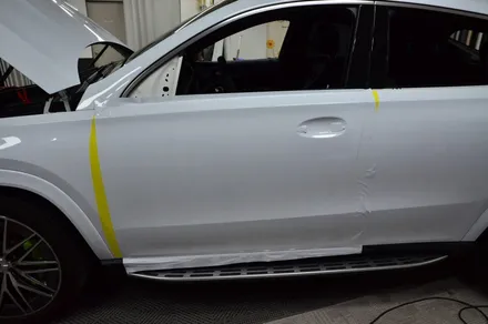 대전 카스킨 + 오렌지 카스킨 + 벤츠 + GLE 53 AMG 쿠페 + 전체랩핑, 부분 카본PPF,크롬죽이기 + TINYBOT Gloss White / 대전 유성구 원신흥동
