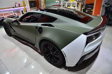 대전 카스킨+오렌지 카스킨+쉐보레 콜벳+전체랩핑+3M Matte Military Green+매트 밀리터리 그린 / 대전 유성구 원신흥동