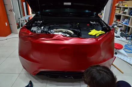 대전카스킨 + 오렌지카케어 + 오렌지카스킨 + 전체랩핑 +벤츠 +벤츠 GLB35 AMG + 3M-2080-SP273 Satin Vampire Red / 대전 유성구 원신흥동