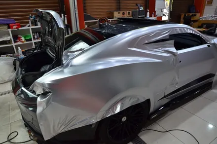 대전 카스킨 + 오렌지 카스킨 + 쉐보레 + 카마로 SS + 전체랩핑 + 에이버리 Satin Metallic Pure Silver UWF-208SM / 대전 유성구 원신흥동