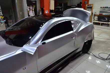 대전 카스킨 + 오렌지 카스킨 + 쉐보레 + 카마로 SS + 전체랩핑 + 에이버리 Satin Metallic Pure Silver UWF-208SM / 대전 유성구 원신흥동