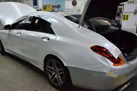대전 오렌지 카스킨 벤츠 S350d 화이트 전체 랩핑 시공* 신차급 변신! / 대전 유성구 원신흥동