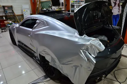 대전 카스킨 + 오렌지 카스킨 + 쉐보레 + 카마로 SS + 전체랩핑 + 에이버리 Satin Metallic Pure Silver UWF-208SM / 대전 유성구 원신흥동