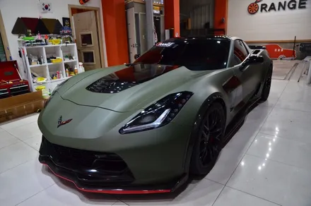 대전 카스킨+오렌지 카스킨+쉐보레 콜벳+전체랩핑+3M Matte Military Green+매트 밀리터리 그린 / 대전 유성구 원신흥동
