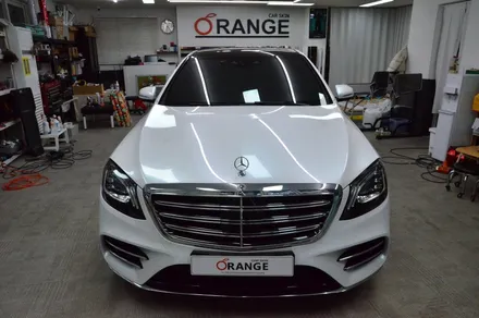 대전 오렌지 카스킨 벤츠 S350d 화이트 전체 랩핑 시공* 신차급 변신! / 대전 유성구 원신흥동