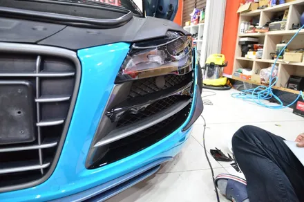대전카스킨 + 오렌지카스킨 + 전체랩핑 + 전체PPF + AUDI + R8 GT 스파이더 + MIAMI BlLUE + 마이에미블루 + AX Film + 고광택 / 대전 유성구 원신흥동