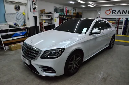 대전 오렌지 카스킨 벤츠 S350d 화이트 전체 랩핑 시공* 신차급 변신! / 대전 유성구 원신흥동