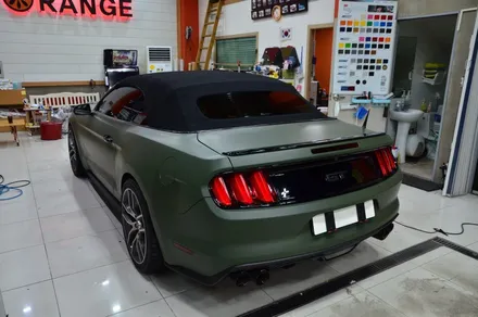 대전카스킨+ 오렌지카스킨+ 대전랩핑+ Ford Mustang GT Convertible + 머스탱 GT 컨버터블 + 3M-2080-M26 Matte Military Green / 대전 유성구 원신흥동