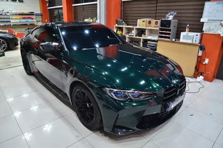 대전 카스킨 + 어렌지 카스킨 + BMW + M4 + 전체랩핑 +AX Film GOODWOOD GREEN XBMW6043 / 대전 유성구 원신흥동