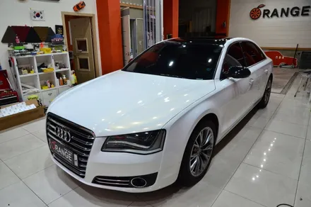 대전 카스킨+오렌지 카스킨+아우디A8L+전체랩핑+3M 1080 GP240 Gloss White Gold Sparkle+글로스 화이트 골드 스파클 / 대전 유성구 원신흥동