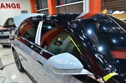 대전카스킨 + 오렌지카스킨 + 대전랩핑 + 세종랩핑 + 전체랩핑 + BMW + BMW 740i + 듀오톤 + styx - Pianm Black + 고광택 + 부분PPF / 대전 유성구 원신흥동