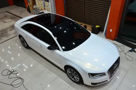 대전 카스킨+오렌지 카스킨+아우디A8L+전체랩핑+3M 1080 GP240 Gloss White Gold Sparkle+글로스 화이트 골드 스파클 / 대전 유성구 원신흥동