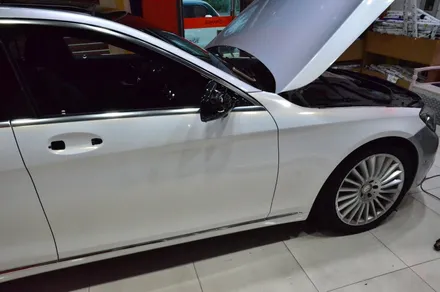대전 카스킨+오렌지 카스킨+전체랩핑+벤츠 s350d 4matic+글로스 화이트 골드 스파클+gloss white gold sparkle / 대전 유성구 원신흥동